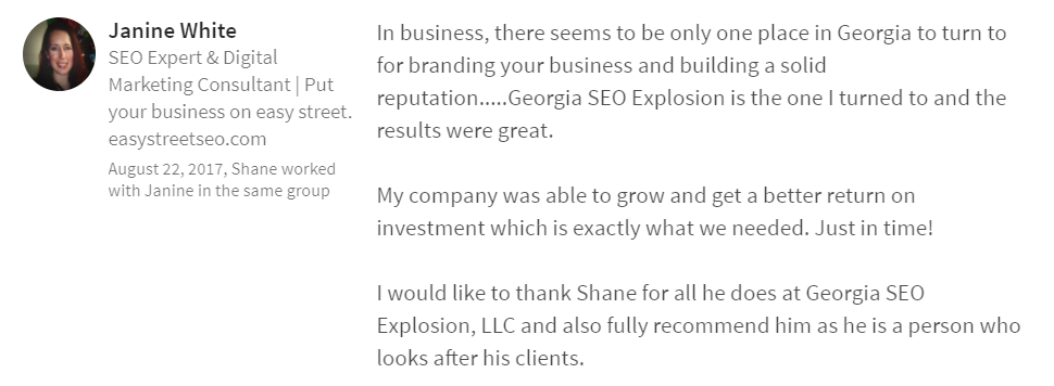 Georgia SEO Explosion LinkedIn Review 11